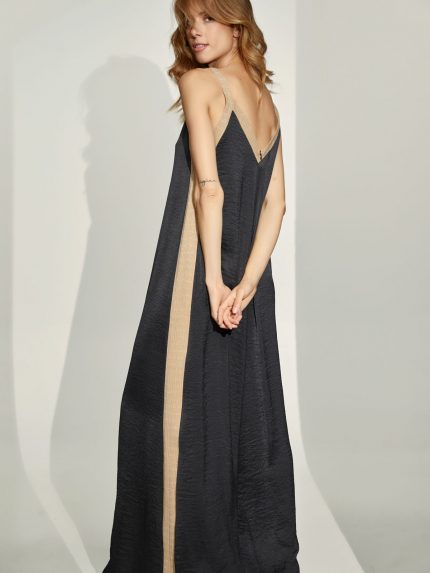 Gold Striped Jumpsuit – Black