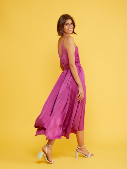 Isabel Belted Dress – Magenta