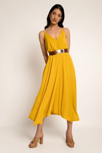 Isabel Belted Dress – Yellow - Image 2