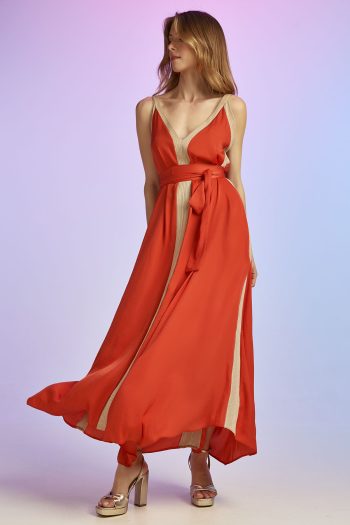 Gold Striped Dress – Brick - Image 4