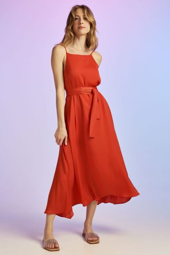 Isabel Belted Dress – Brick - Image 3