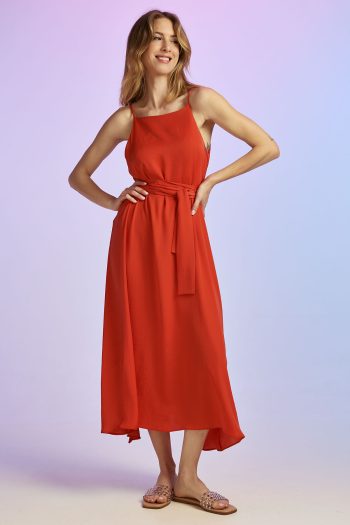 Isabel Belted Dress – Brick