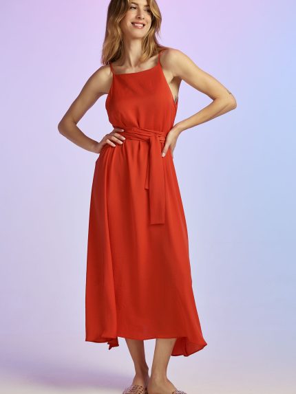 Isabel Belted Dress – Brick