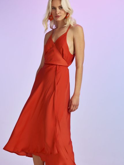 June Wrap Dress – Brick