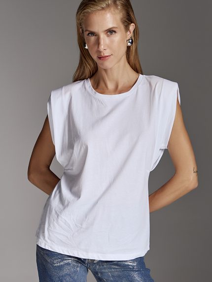 Padded Cotton T-shirt – White