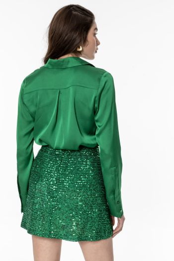 Irina Sequin Skirt – Green / Black - Image 5