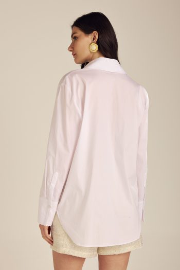 Basic Cotton Shirt – White - Image 4