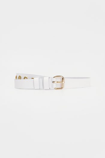Lia Leather Belt – White