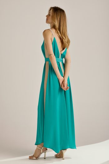 Gold Striped Dress – Emerald - Image 6