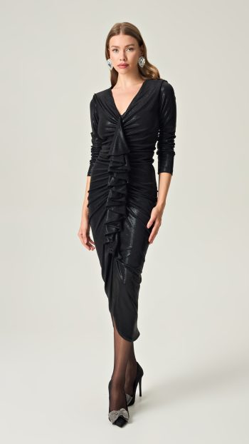 Ruffle Elegance Dress – Black