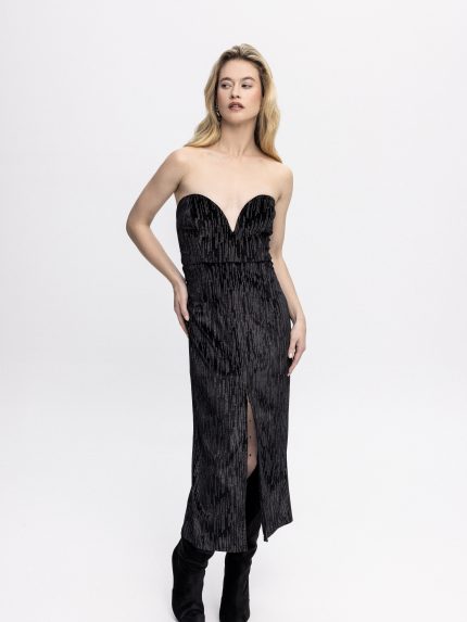 Velvet Rain Midi Dress – Black