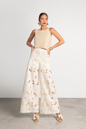 Emily Embroidered Pants – Ecru - Image 2