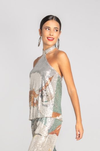 Sofia Sequin Top – Silver