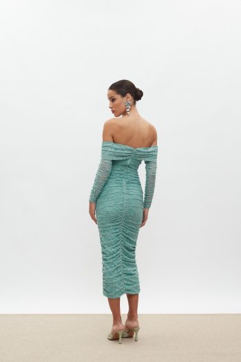 Louise Off Shoulder Lace Dress – Mint - Image 3