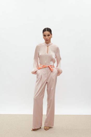 Adele Bow-Tie Shirt – Powder Pink - Image 4