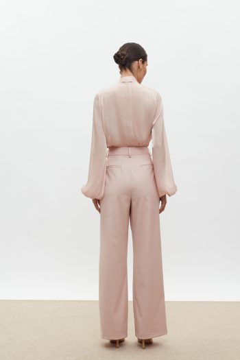 Adele Bow-Tie Shirt – Powder Pink - Image 5