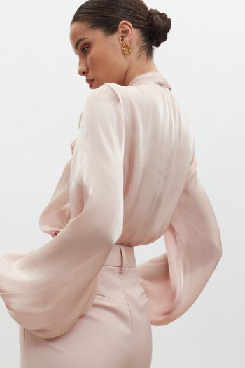 Adele Bow-Tie Shirt – Powder Pink - Image 7