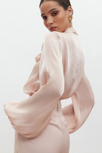 Adele Bow-Tie Shirt – Powder Pink - Image 8