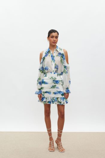 Angie Mini Skirt – White/Blue Floral - Image 4