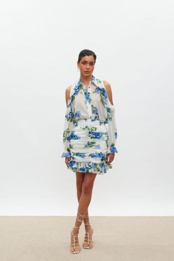 Angie Mini Skirt – White/Blue Floral