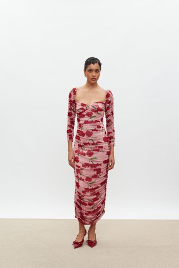 Gilda Mesh Dress – Pink/Red Orchids