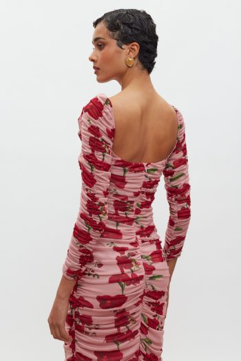 Gilda Mesh Dress – Pink/Red Orchids - Image 5