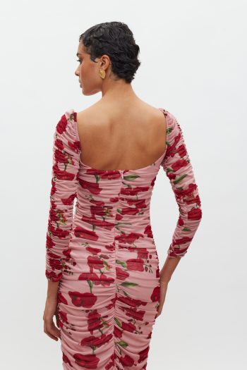 Gilda Mesh Dress – Pink/Red Orchids - Image 7