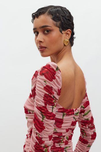 Gilda Mesh Dress – Pink/Red Orchids - Image 6