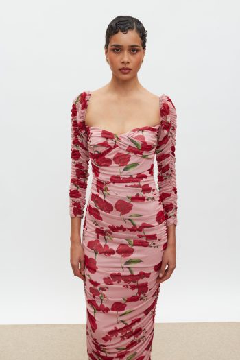 Gilda Mesh Dress – Pink/Red Orchids - Image 2