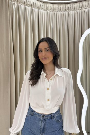 Cropped Padded Shirt – White