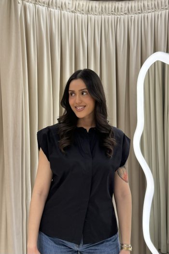 Padded Cotton Shirt – Black