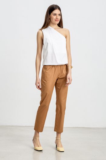 One Shoulder Cotton Top – White - Image 2