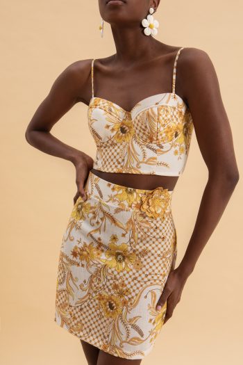 Marigold Mini Linen Skirt – Print - Image 2