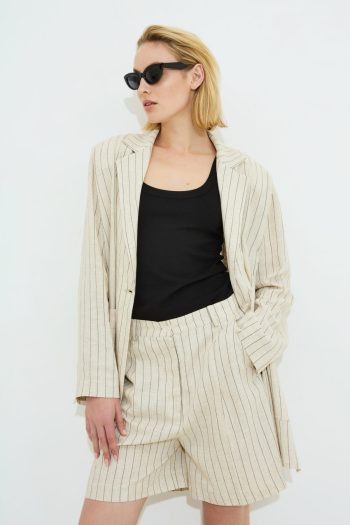 Ada Linen Shorts – Striped