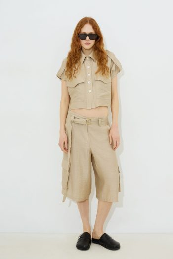 Dixie Crop Shirt – Beige - Image 2