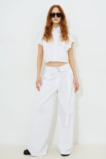 Dixie Trench Crop Shirt – White/Black - Image 3