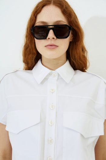 Dixie Trench Crop Shirt – White/Black