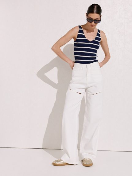 Cindy Wide Leg Denim – White