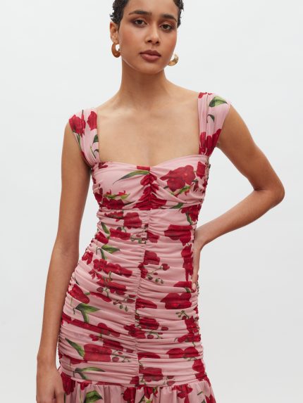 Layla Mini Dress – Pink/Red Orchids