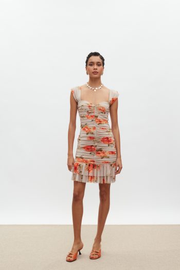 Layla Mini Dress – Beige/Orange - Image 3