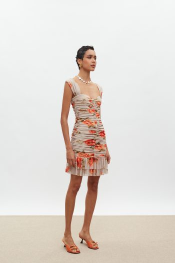 Layla Mini Dress – Beige/Orange - Image 2