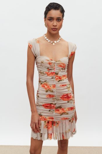 Layla Mini Dress – Beige/Orange