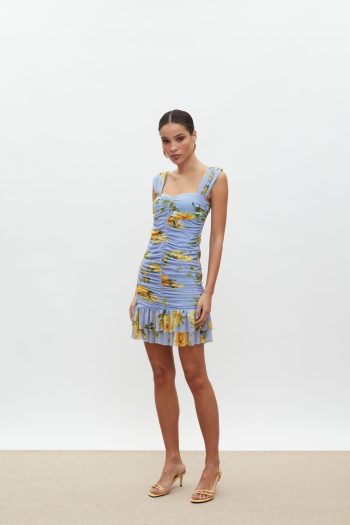 Layla Mini Dress – Indigo/Yellow Floral