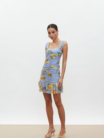 Layla Mini Dress – Indigo/Yellow Floral
