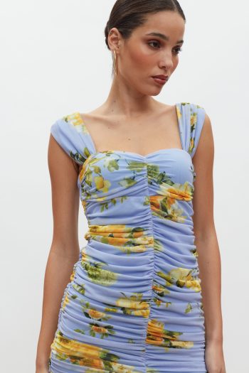 Layla Mini Dress – Indigo/Yellow Floral - Image 2