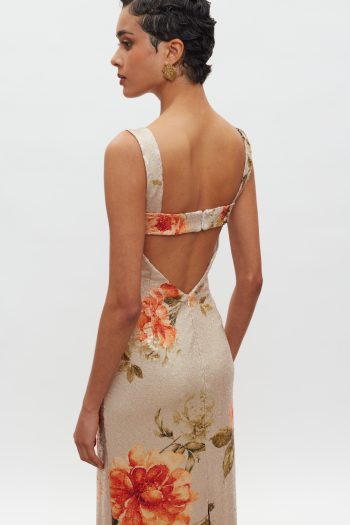 Kali Sequin Dress – Beige/Orange Floral - Image 3