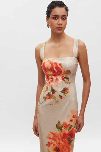 Kali Sequin Dress – Beige/Orange Floral - Image 5