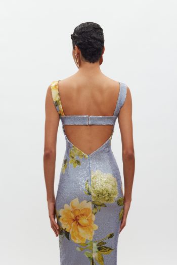 Kali Sequin Dress – Indigo/Yellow Floral - Image 6