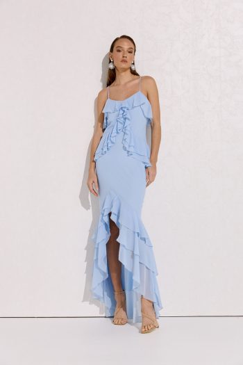 Lilith Ruffled Dress – Sky Blue - Image 4