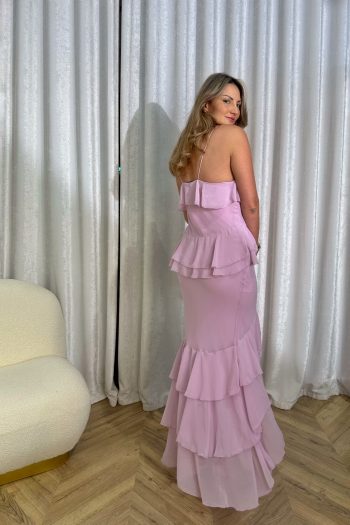 Lilith Ruffled Dress – Lilac - Image 3